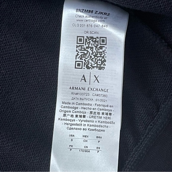 Armani Exchange Men Milano New York Zip-Up Cotton Hoodie, Black Small NEW - Picture 13 of 13